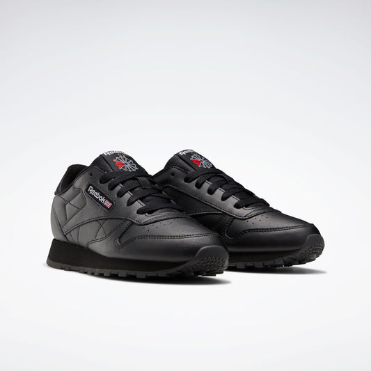 REEBOK FOOTWEAR KIDS CL LTHR JUNIOR BOYS CBLACK/CBLACK/CBLACK