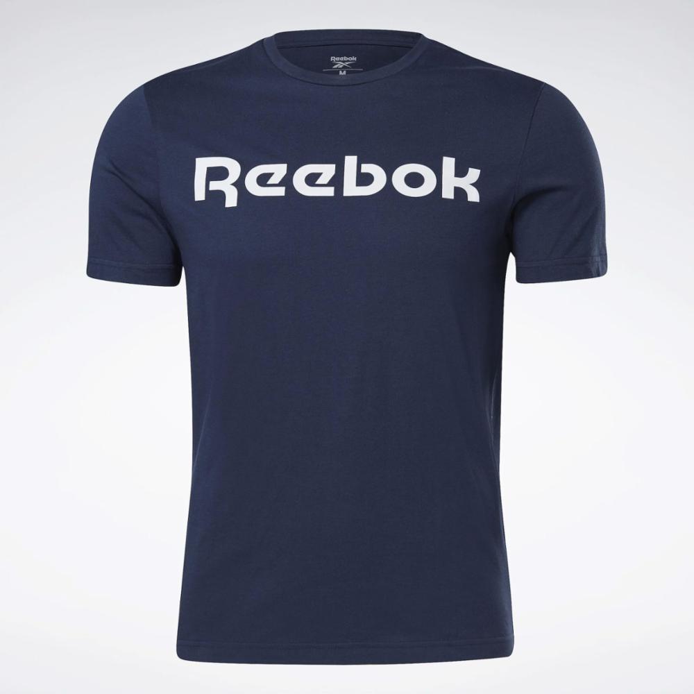 Reebok Apparel Men Graphic Series Linear Logo T-Shirt VECNAV/WHITE