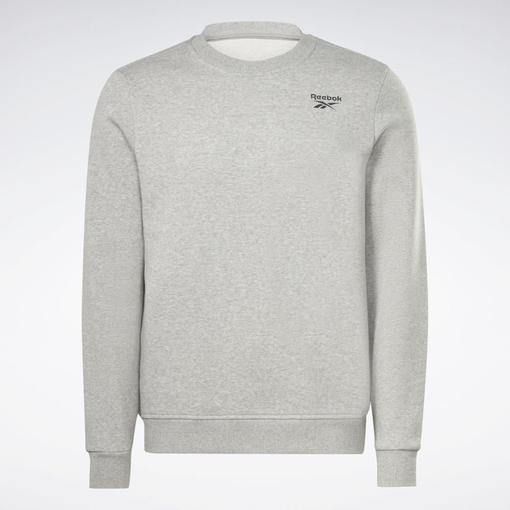 Reebok Apparel Men Reebok Identity Fleece Vector Crew Sweatshirt MEDIUM GREY HEATHER