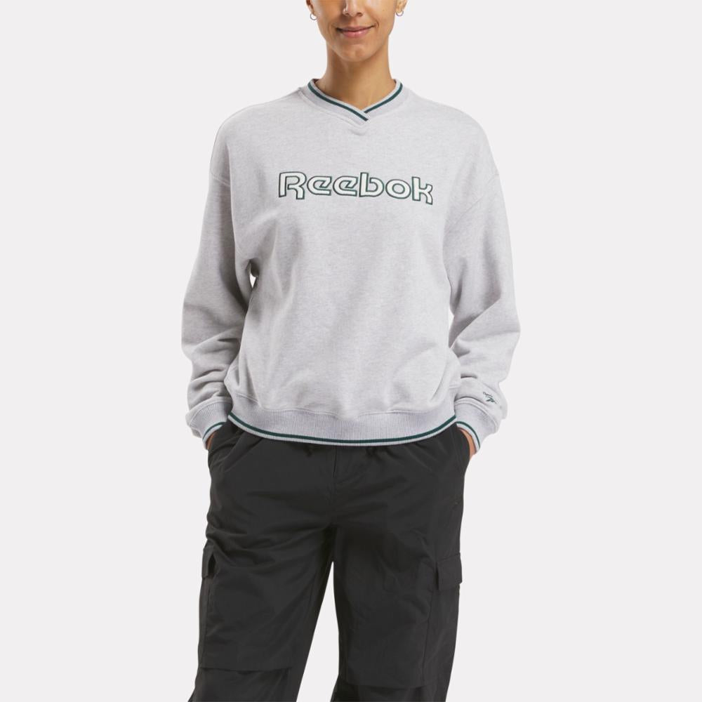 Reebok Apparel Women Team Crew Sweatshirt LIGHT GREY HEATHER