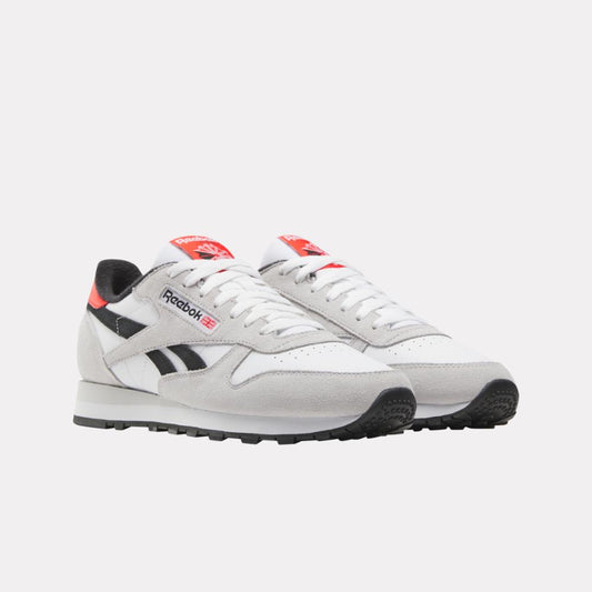 Reebok Footwear Men Classic Leather Shoes WHITE/MIST GREY/BLACK