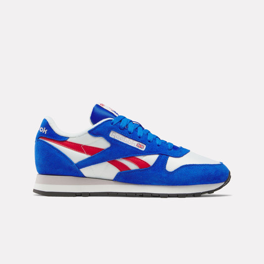 Reebok Footwear Men Classic Leather Shoes CHALK/OPTIMUM BLUE/VECTOR RED