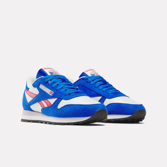 Reebok Footwear Men Classic Leather Shoes CHALK/OPTIMUM BLUE/VECTOR RED