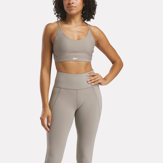 Reebok Apparel Women Lux Strappy Sports Bra GRITTY GREY
