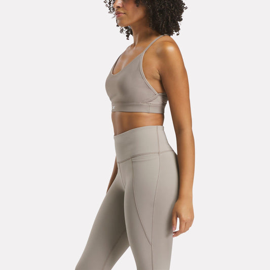 Reebok Apparel Women Lux Strappy Sports Bra GRITTY GREY