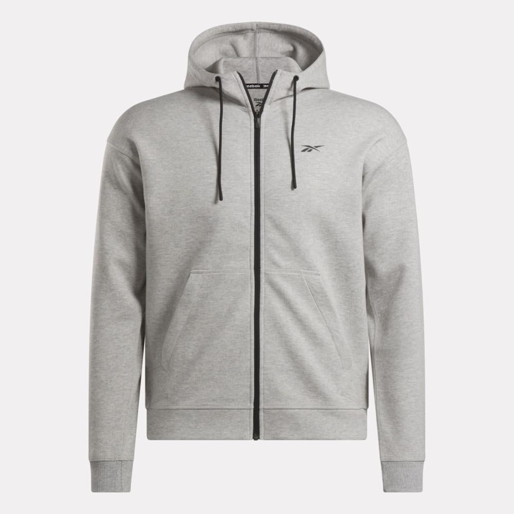Reebok Apparel Men Athlete Full-Zip Hoodie MEDIUM GREY HEATHER
