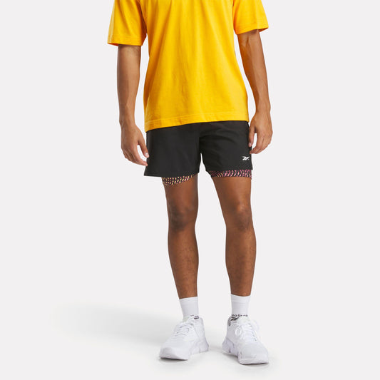 Reebok Apparel Men Athlete Hype Two-In-One Shorts 5" BLACK/ELECTRIC YELLOW