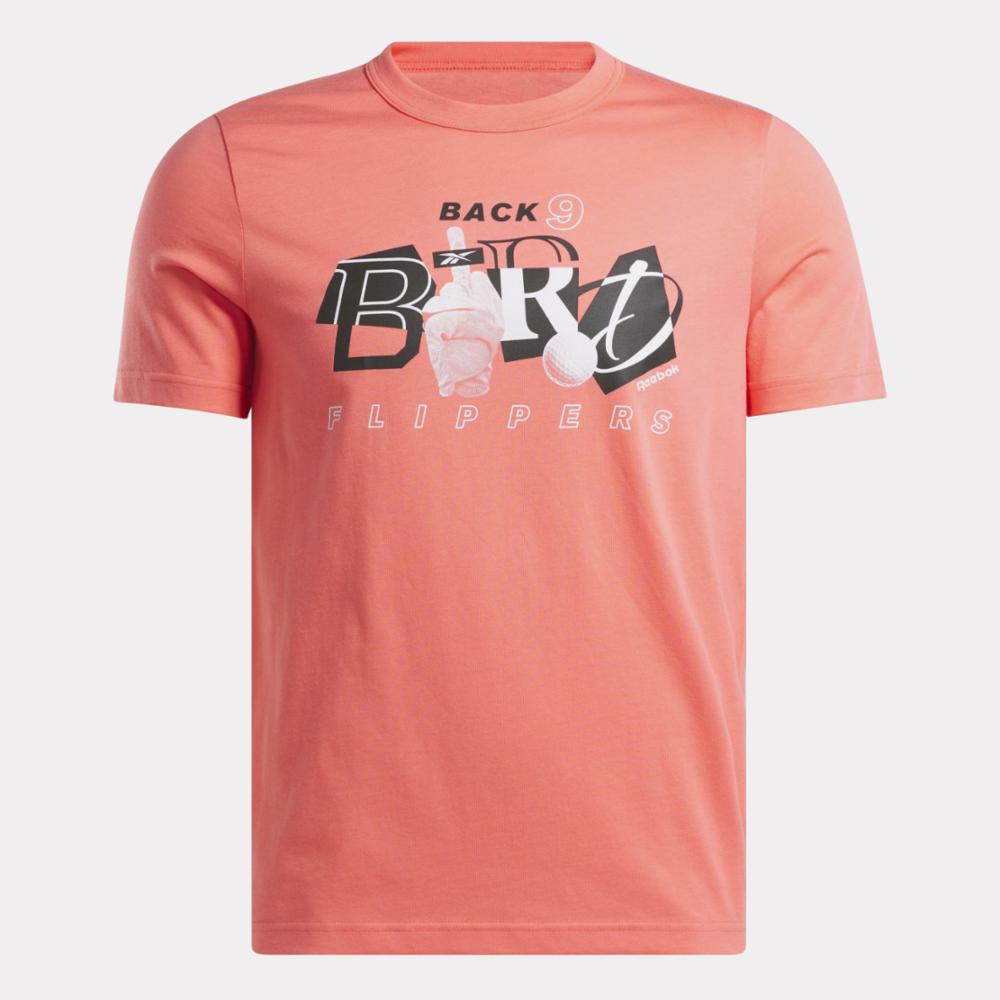 Reebok Apparel Men Graphic Series Golf Bird Flipper T-Shirt SUNSET CORAL