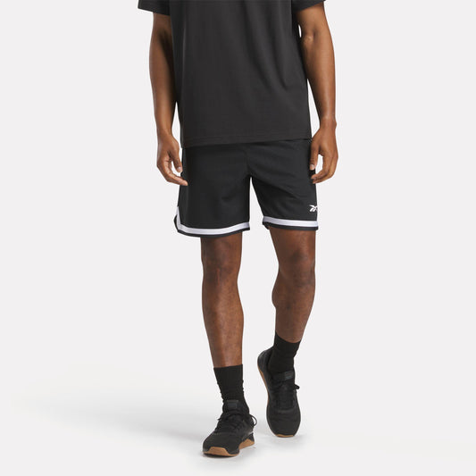 Reebok Apparel Men Basketball Transition Shorts 7" BLACK/WHITE