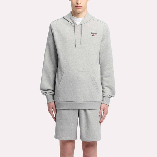 Reebok Apparel Men Reebok Identity Small Logo Hoodie MEDIUM GREY HEATHER/VECTOR RED