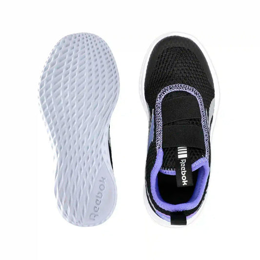 REEBOK FOOTWEAR KIDS Rush Runner Slip-On Shoes – Pre-School BLACK/SOLARPURPLE/SILVER