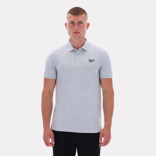 Reebok Apparel Men Classics Embroidered Polo Short Sleeve Shirt LIGHT GREY MARL