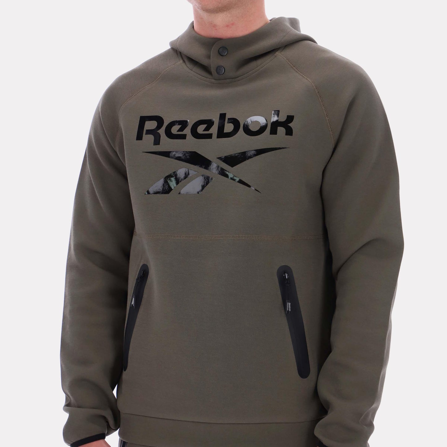 Reebok Apparel Men Studio Structure Hoodie ARMY GREEN