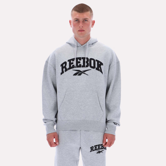 Reebok Apparel Men Classics Varsity Logo Hoodie LIGHT GREY MARL