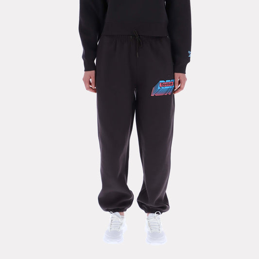 Reebok Apparel Women Stacked Logo Fleece Joggers WASHED BLACK