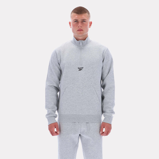Reebok Apparel Men Reebok Quarter-Zip Sweatshirt LIGHT GREY MARL