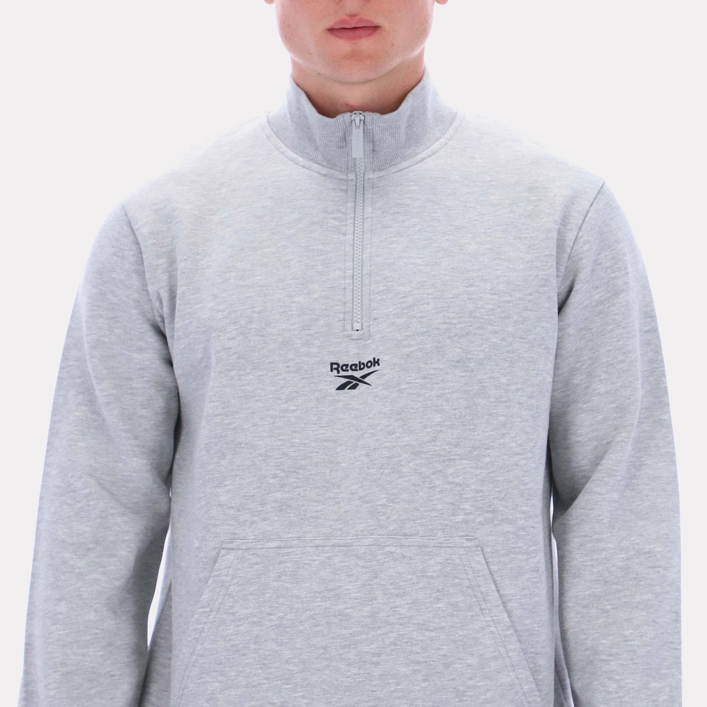 Reebok Apparel Men Reebok Quarter-Zip Sweatshirt LIGHT GREY MARL