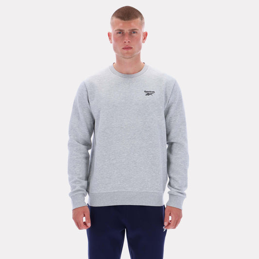 Reebok Apparel Men Essential Logo Crewneck Sweatshirt LIGHT GREY MARL