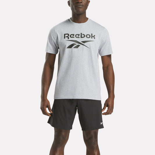 Reebok Apparel Men Big Logo Crewneck Short Sleeve Tee LIGHT GREY MARL