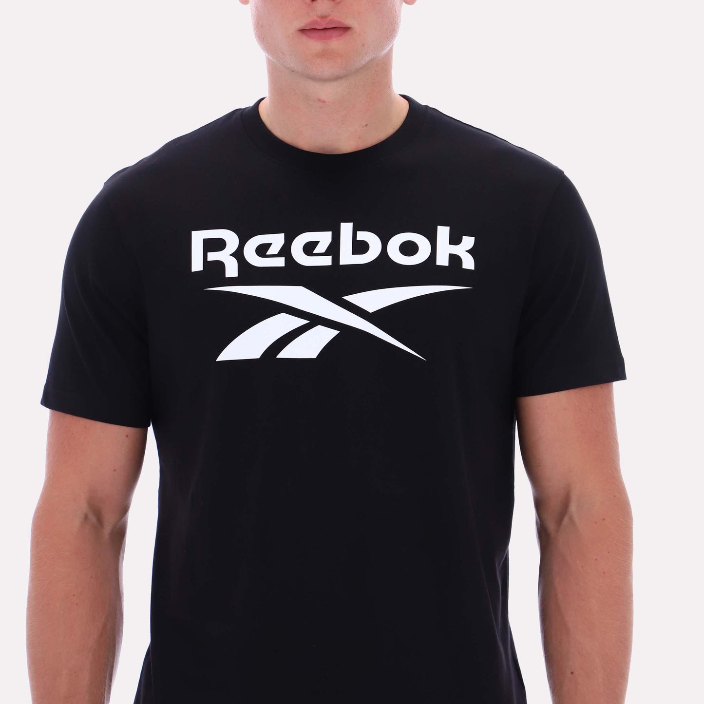 Reebok Apparel Men Big Logo Crewneck Short Sleeve Tee BLACK