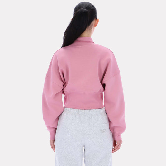 Reebok Apparel Women High Neck Cropped Sweatshirt DUSTY ROSE