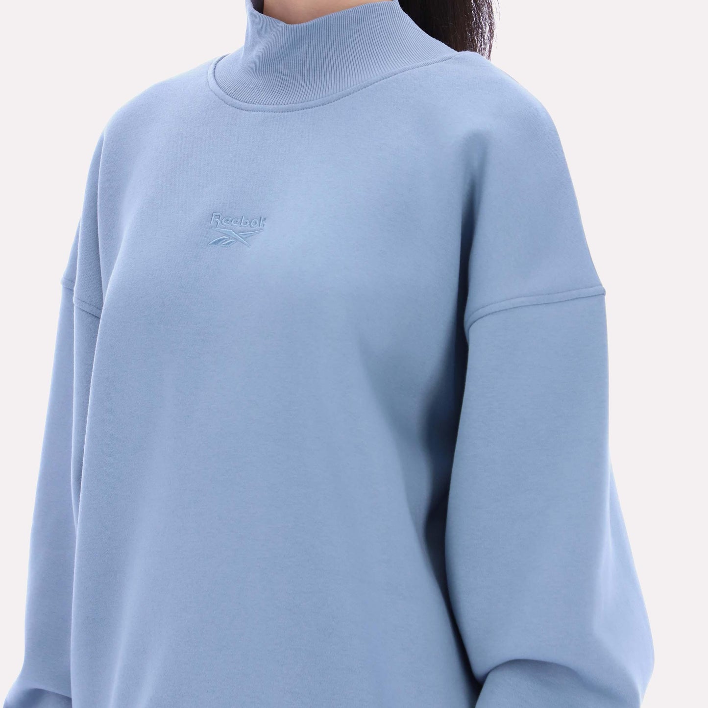 Reebok Apparel Women Oversized Roll Neck Sweatshirt LEISURE BLUE