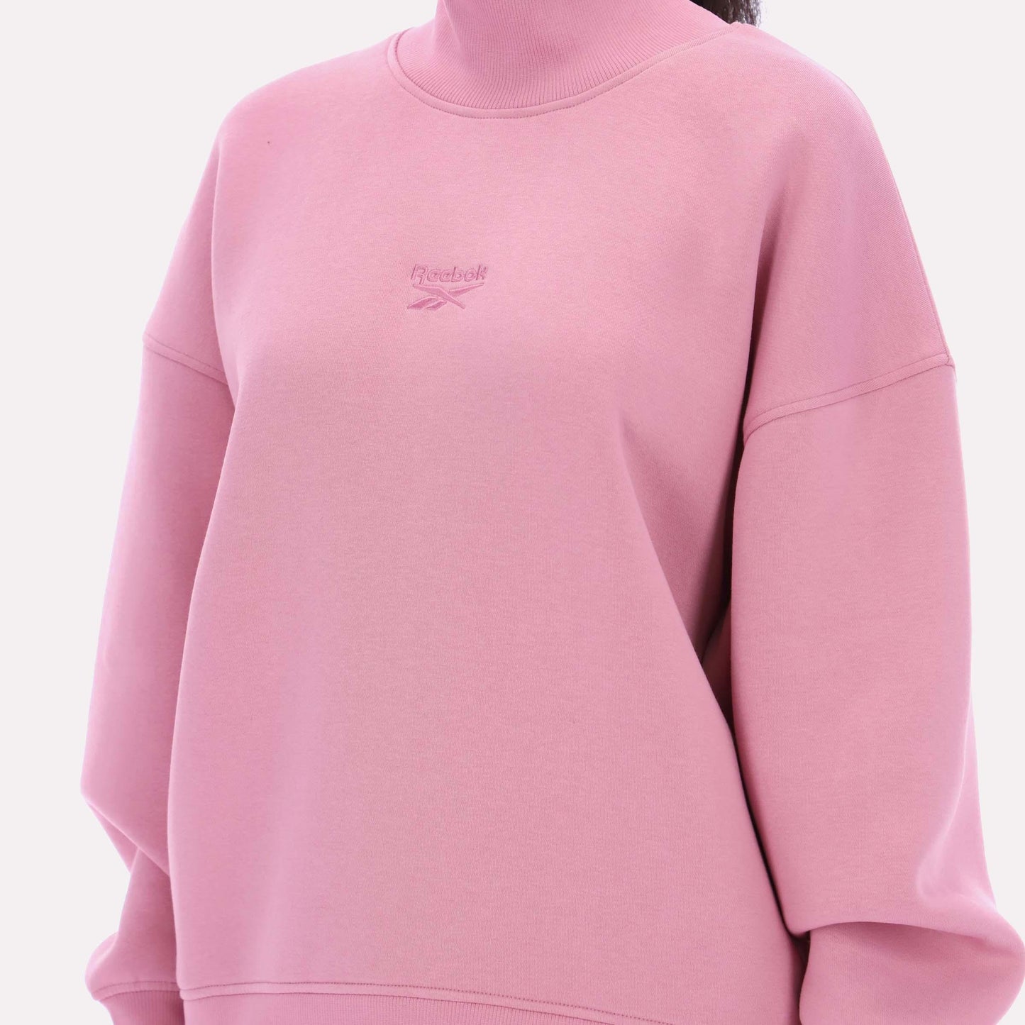 Reebok Apparel Women Longline Roll Neck Sweatshirt DUSTY ROSE