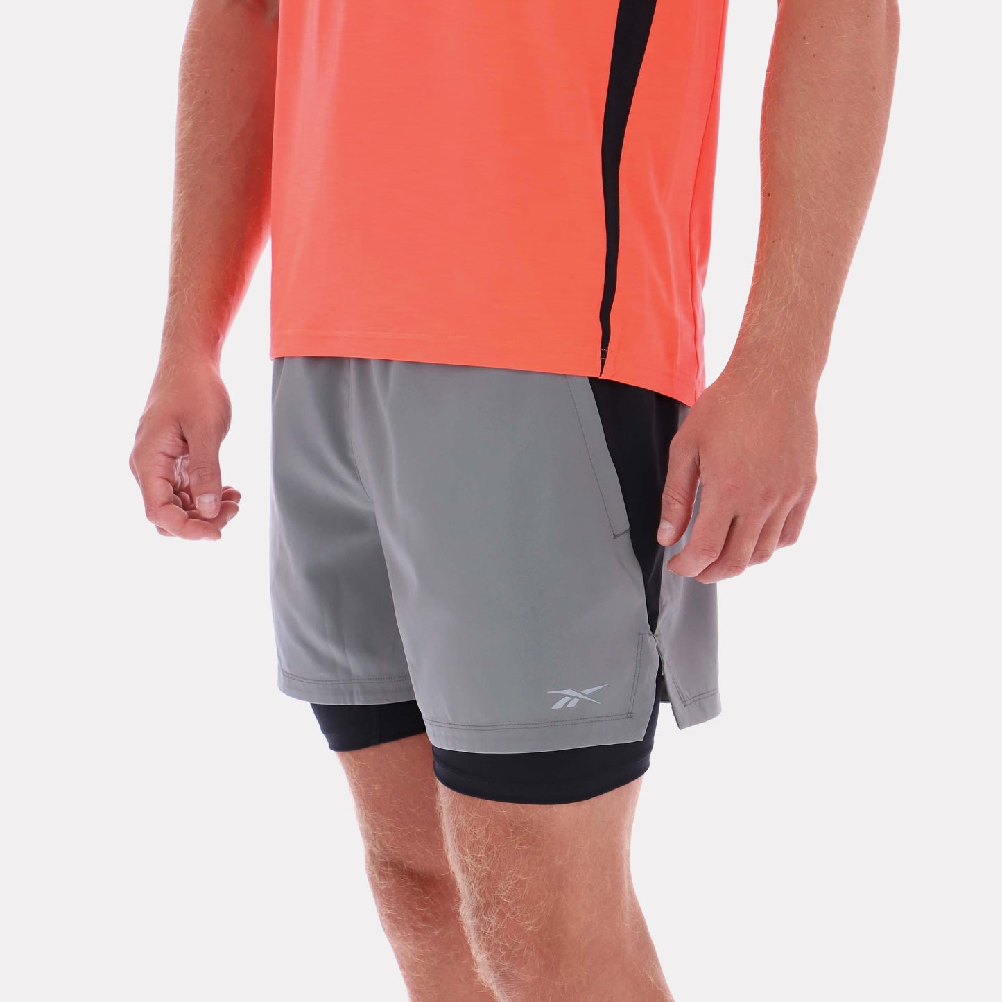 Reebok Apparel Men 2-in-1 RBK-Dry Running Shorts GREY 4