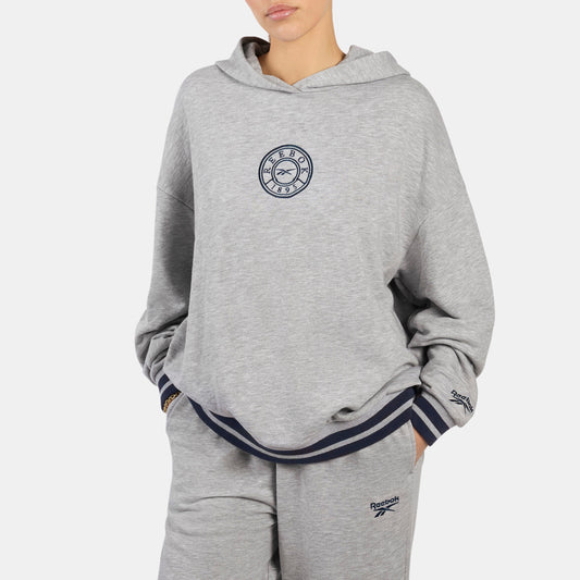 REEBOK APPAREL WOMEN Lawn Club Oversized Hoodie LIGHT GREY MARL