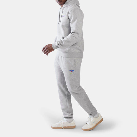 REEBOK APPAREL MEN ID Logo Fleece Hoodie LIGHT GREY MARL