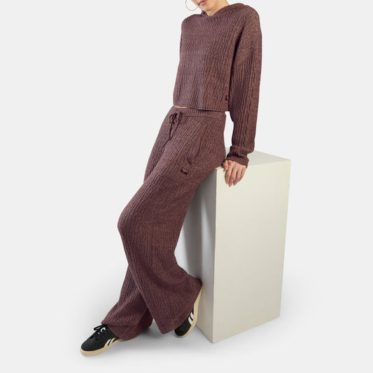 REEBOK APPAREL WOMEN Elevated Cable Knit Track Pants DARK COCOA