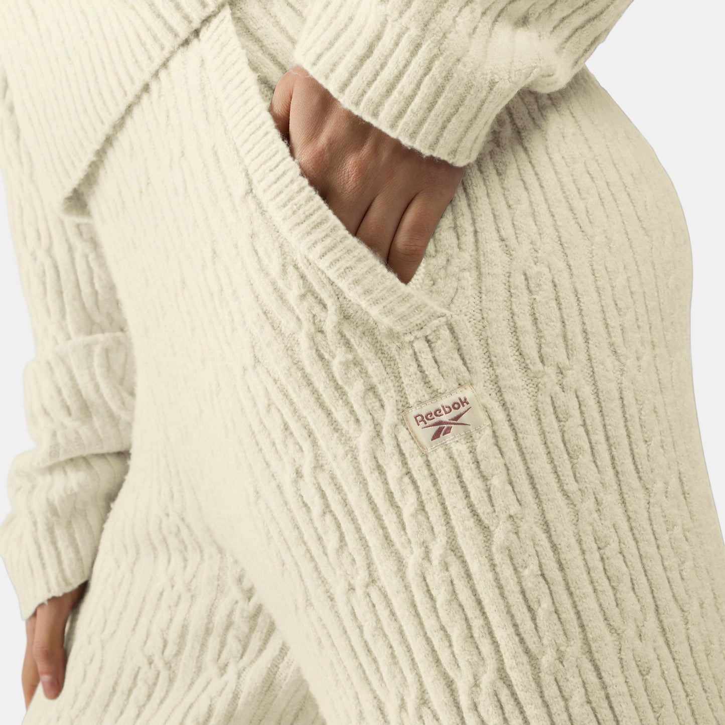 REEBOK APPAREL WOMEN Elevated Cable Knit Track Pants LINEN