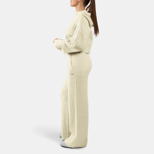 REEBOK APPAREL WOMEN Elevated Cable Knit Track Pants LINEN
