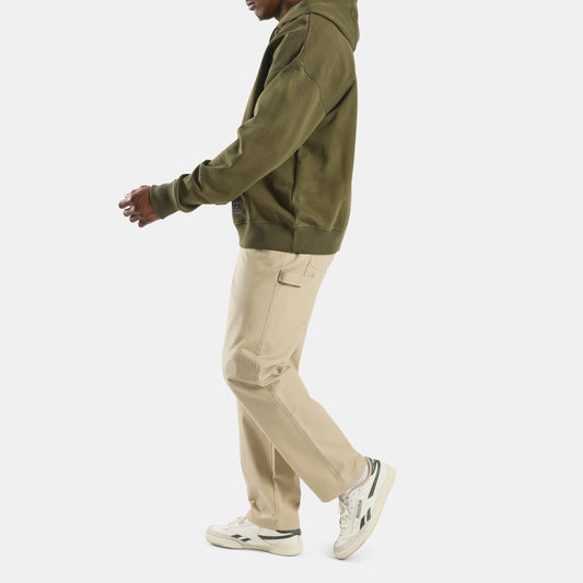 REEBOK APPAREL MEN Forge Standard Patch Logo Hoodie OLIVE STONE