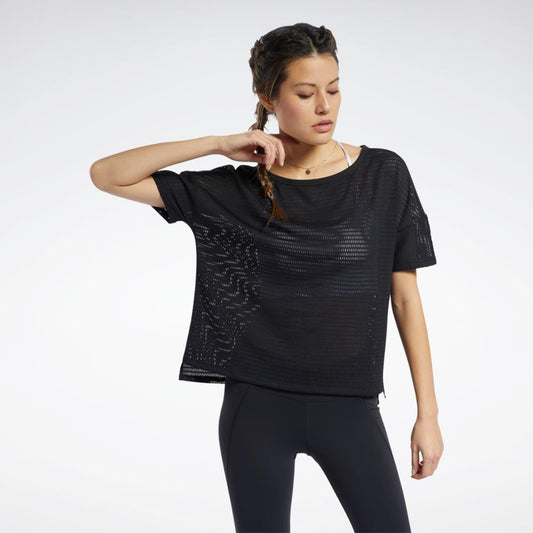 Reebok Apparel Women Perforated T-Shirt BLACK