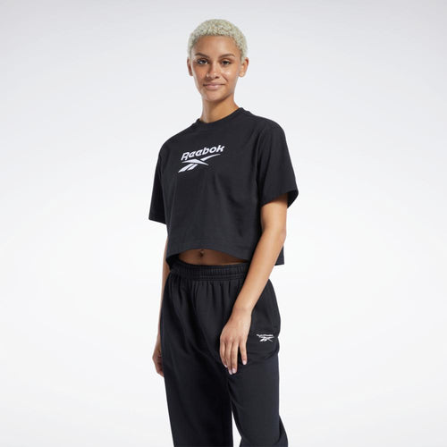 Reebok Apparel Women Classics Big Logo Cropped T-Shirt BLACK