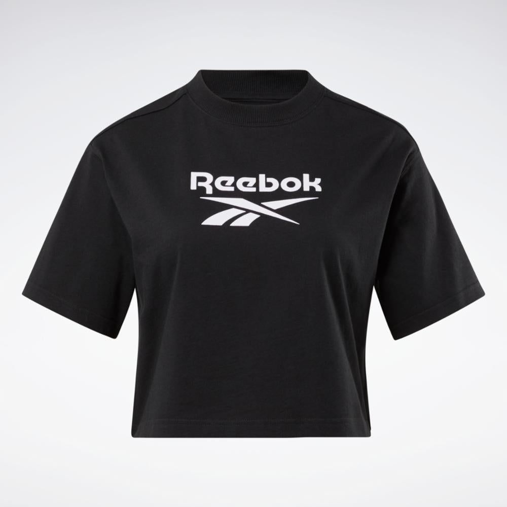 Reebok Apparel Women Classics Big Logo Cropped T-Shirt BLACK