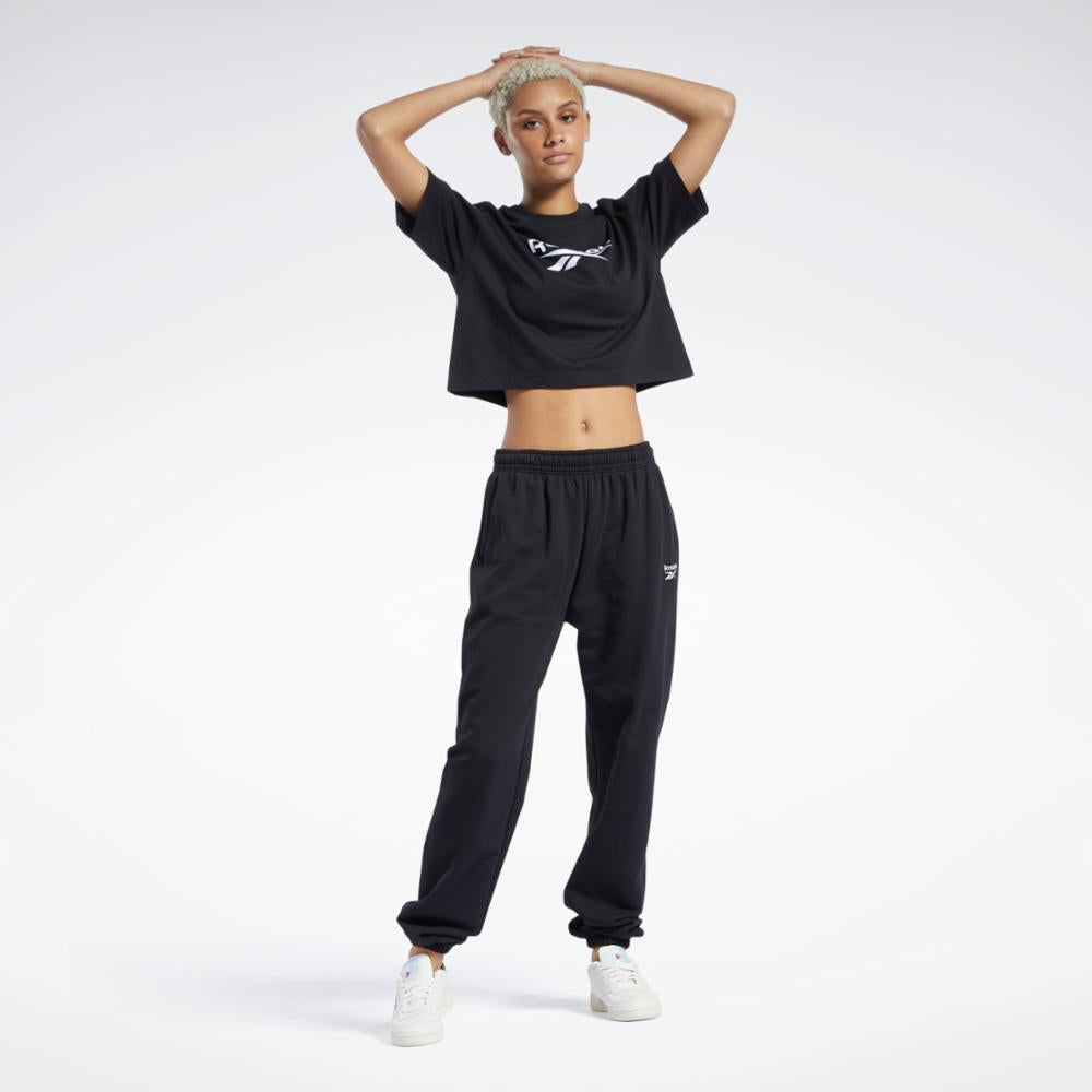 Reebok Apparel Women Classics Big Logo Cropped T-Shirt BLACK