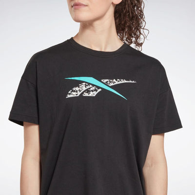 Reebok Apparel Women Training Essentials Modern Safari Graphic T-Shirt BLACK