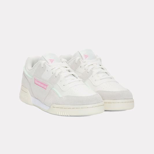 REEBOK FOOTWEAR KIDS WORKOUT PLUS JUNIOR GIRLS CHALK/PLAYFULPINK/INVERTEDAQUA
