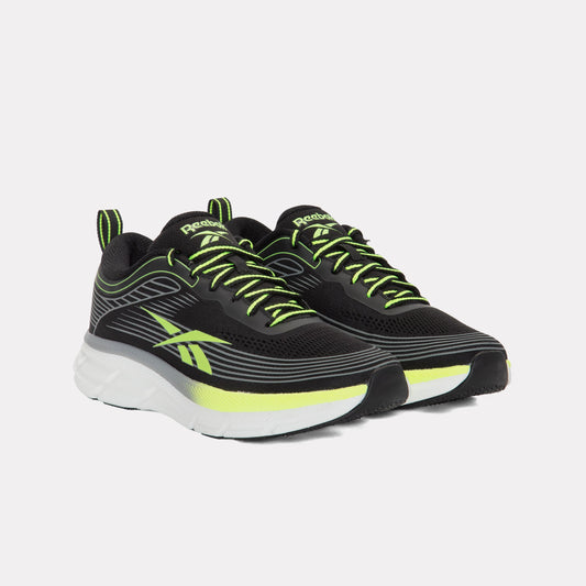 REEBOK FOOTWEAR MEN Road Strider Running Shoes BLACK/GREEN GLOW/WHITE