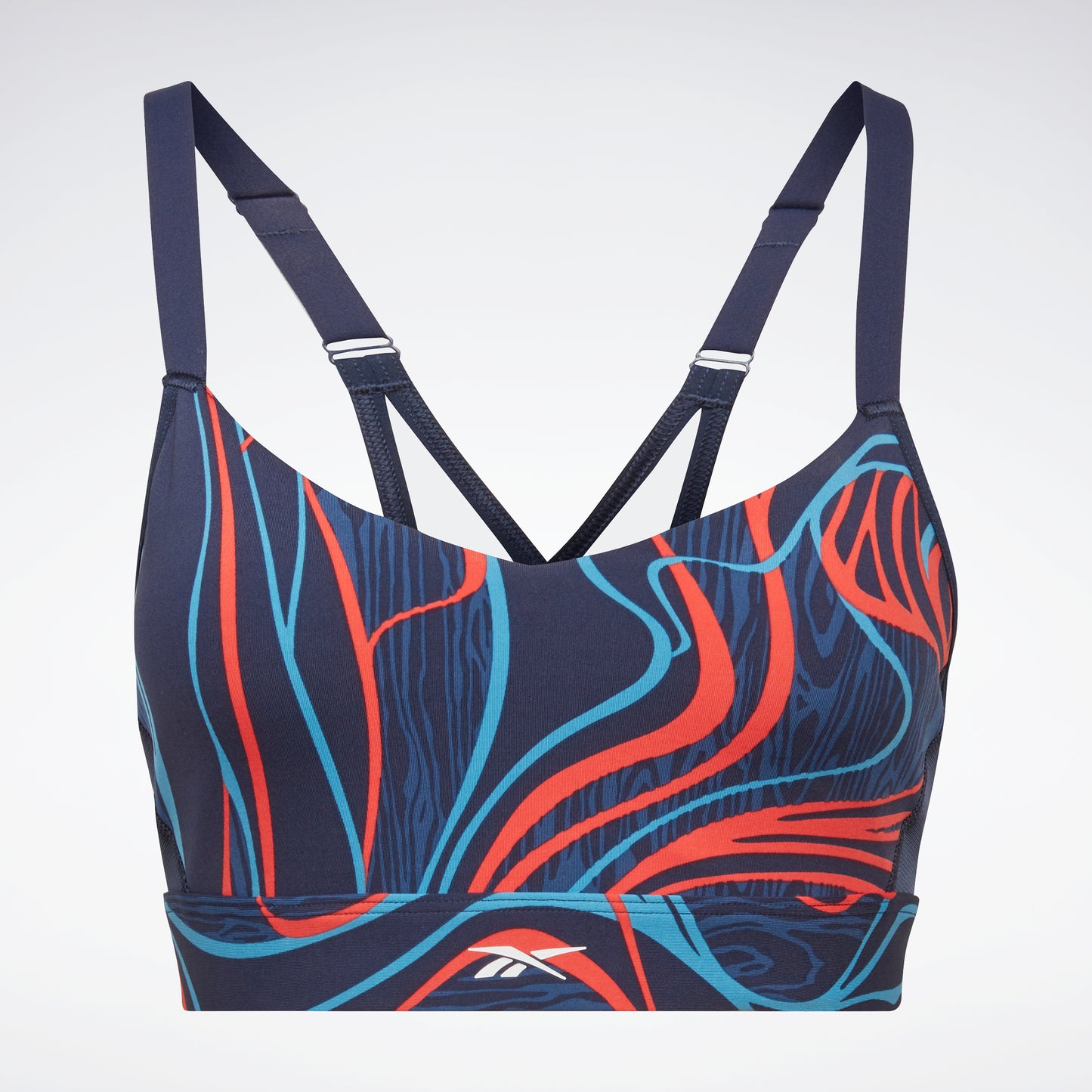 Reebok Apparel Women Lux Strappy Sports Bra Nature Grown Print Vecnav