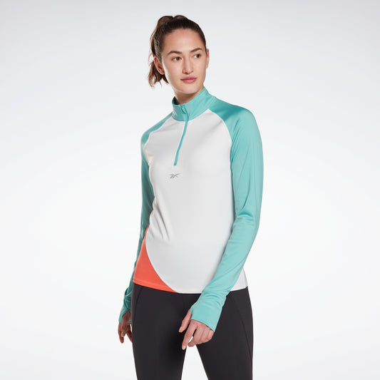 Reebok Apparel Women Running Quarter-Zip Sweatshirt White