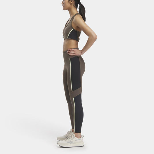 Reebok Apparel Women Lux Racer Padded Colorblock Bra GROUT