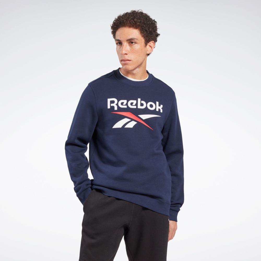 Reebok Identity Fleece Stacked Logo Pullover Hoodie in WHITE