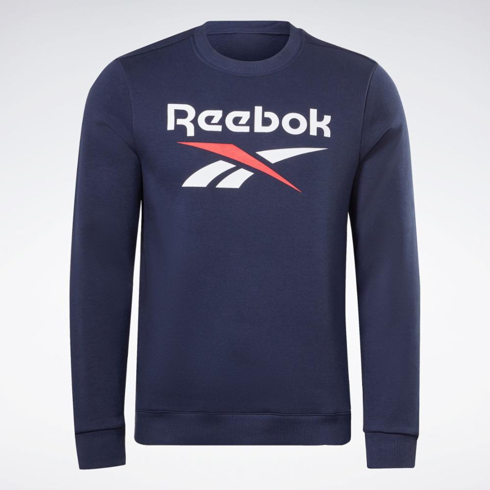 Reebok Apparel Men Reebok Identity Fleece Stacked Logo Sweatshirt VECTOR NAVY
