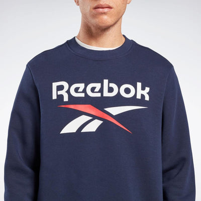Reebok Apparel Men Reebok Identity Fleece Stacked Logo Sweatshirt VECTOR NAVY