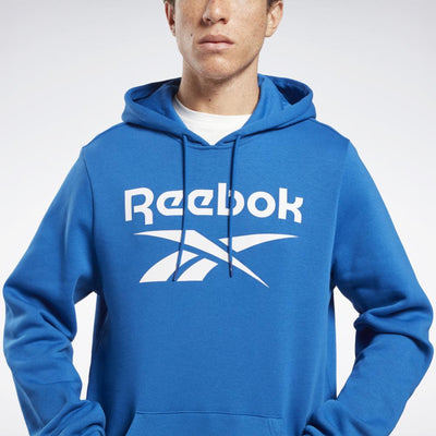 Reebok Apparel Men Reebok Identity Fleece Stacked Logo Pullover Hoodie VECTOR BLUE