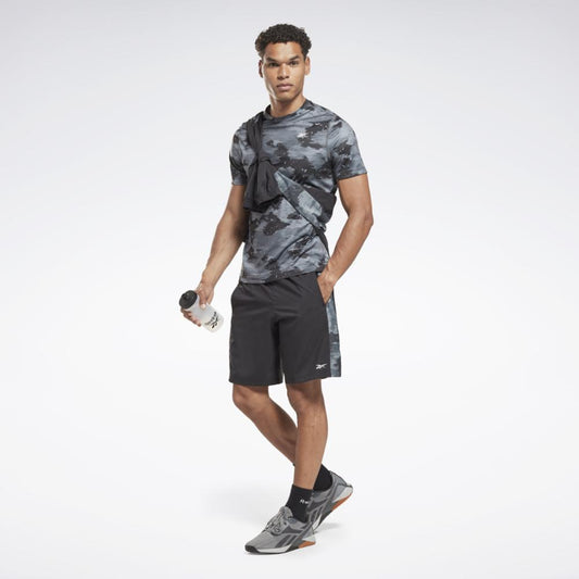 Reebok Apparel Men Training Camo Woven Shorts NIGHT BLACK