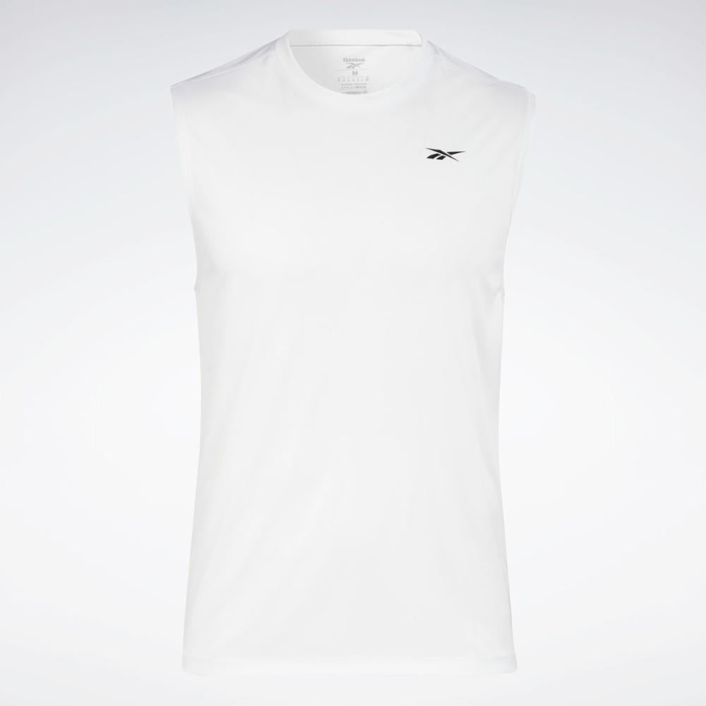 Reebok Apparel Men Training Sleeveless Tech T-Shirt WHITE